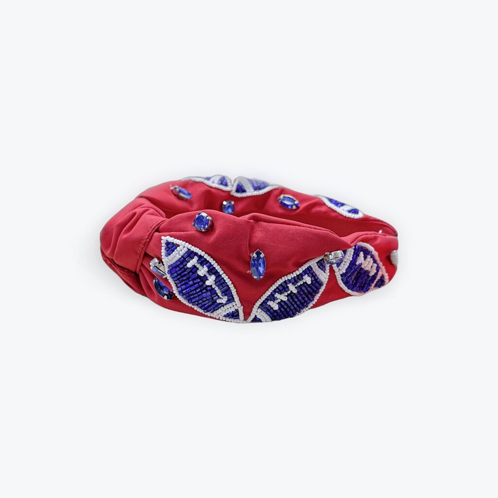 red with blue football headband