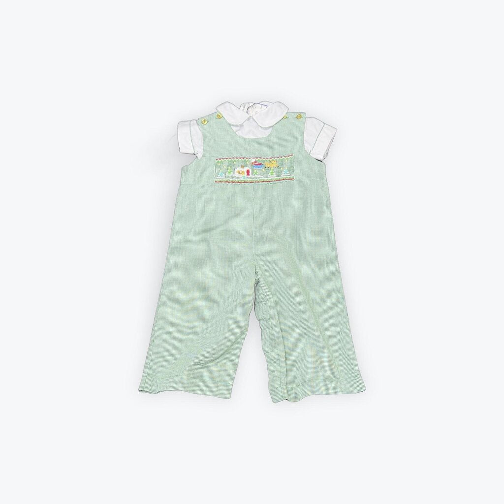 2 pc smocked santa flying romper