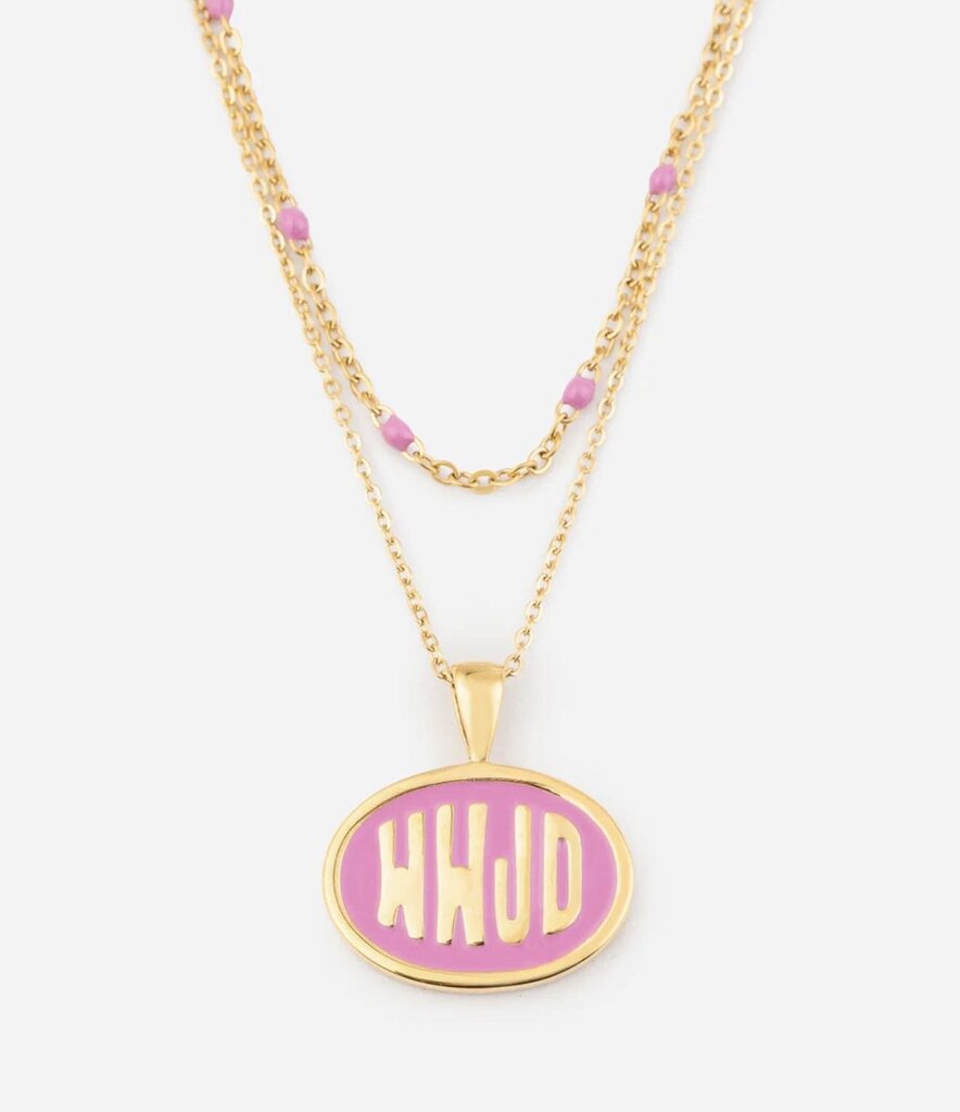 wwjd pink elevated faith necklace