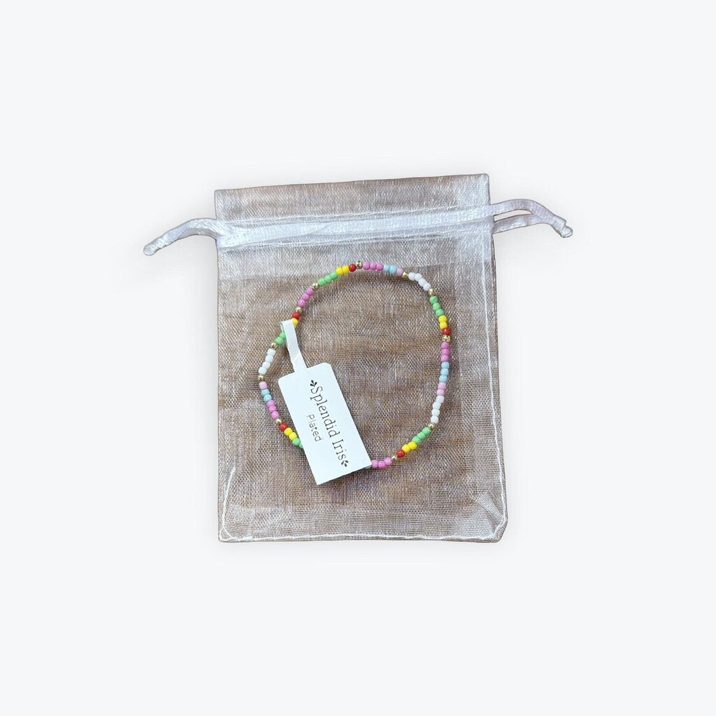 multi color beaded splendid iris bracelet will not tarnish