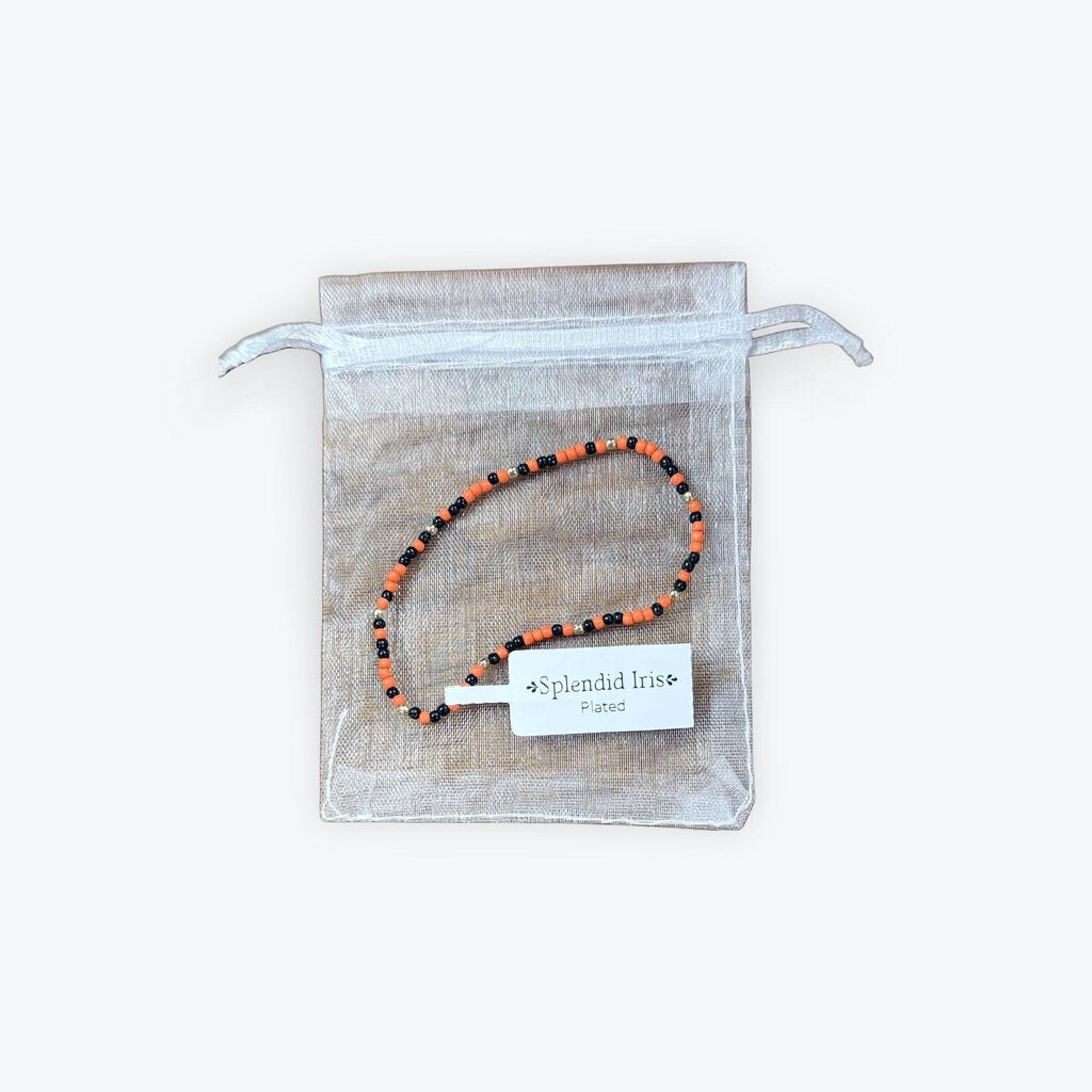 orange beaded splendid iris bracelet will not tarnish