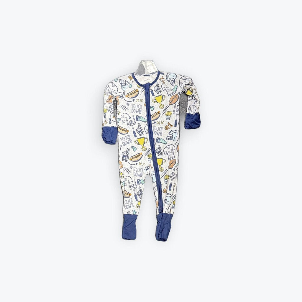 LITTLE SLEEPIES FOOTBALL ROMPER BAMBOO