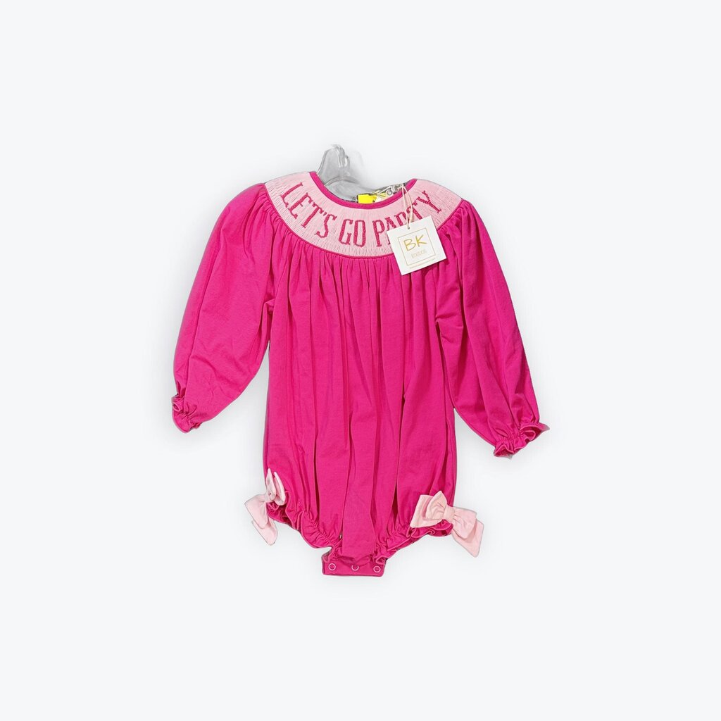 LETS GO PARTY SMOCKED ROMPER