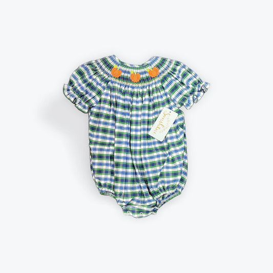 smocked pumpkin romper