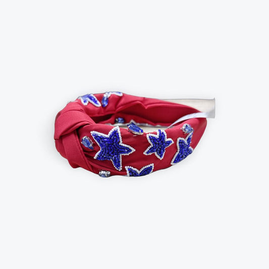 red with blue star headband