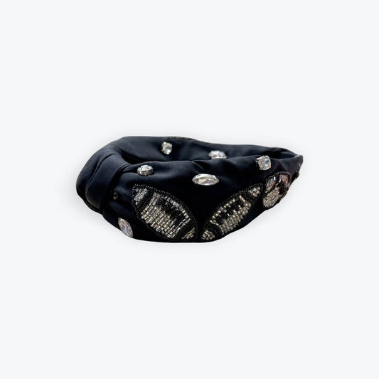 blk silver football headband