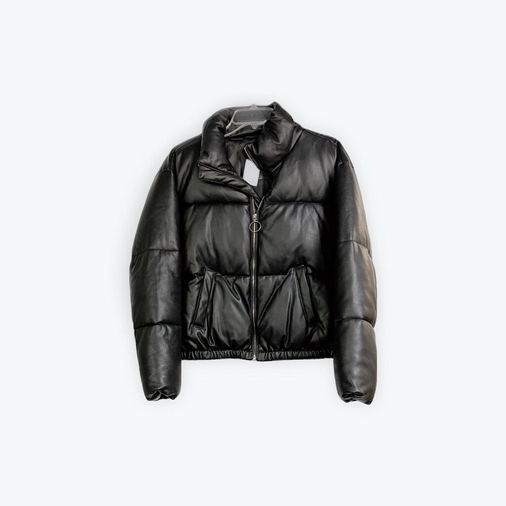 leather puffer