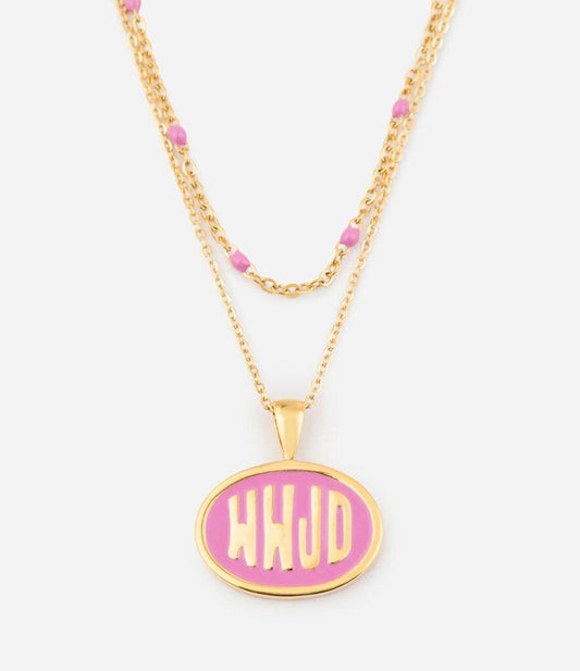 wwjd pink elevated faith necklace