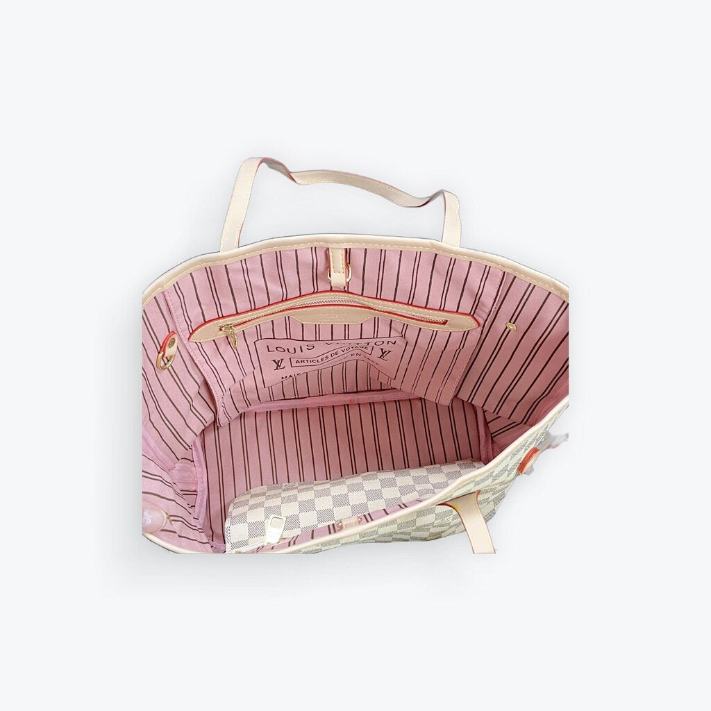 LV neverfull DUPE white check
