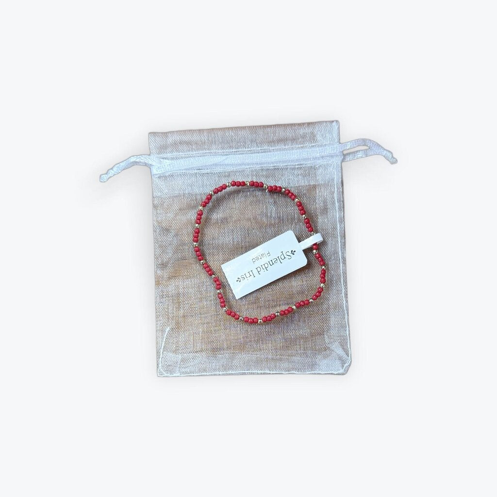 red beaded splendid iris bracelet will not tarnish
