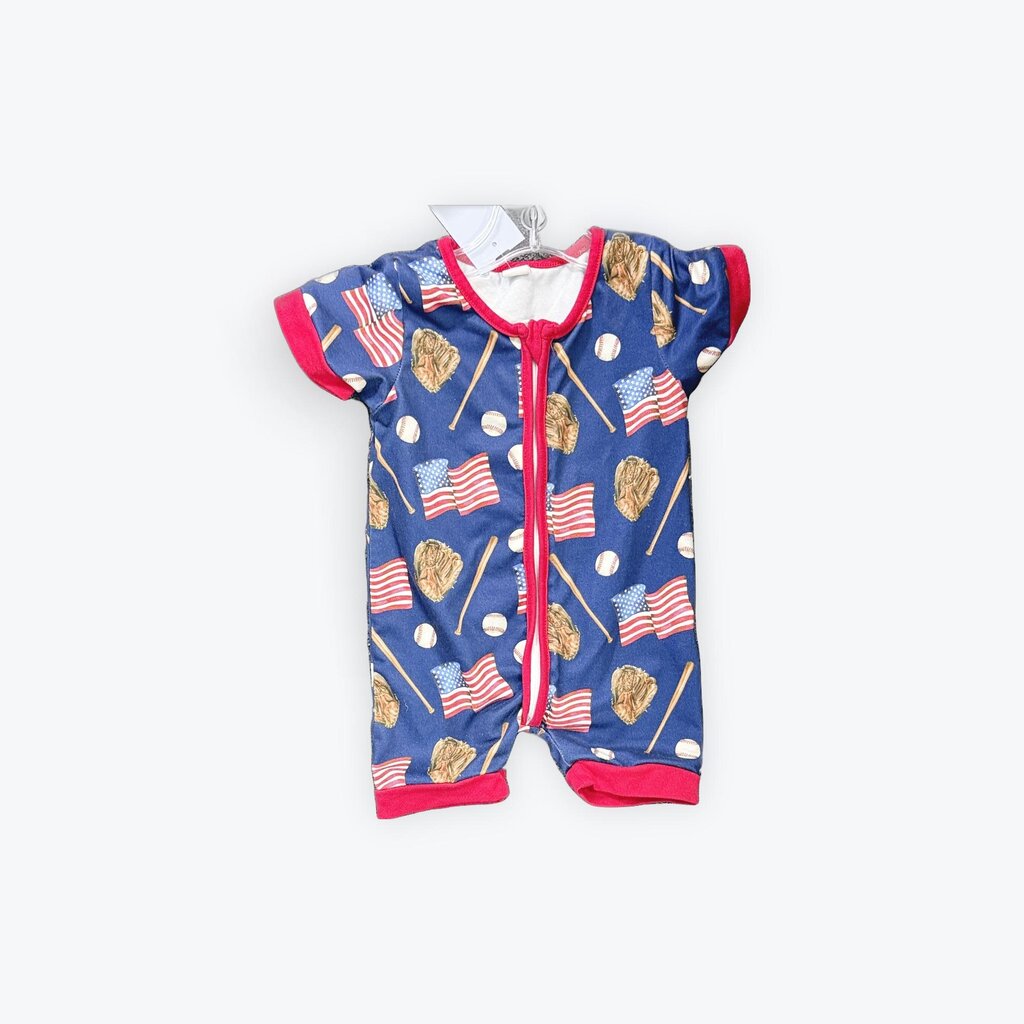 baseball and flag romper